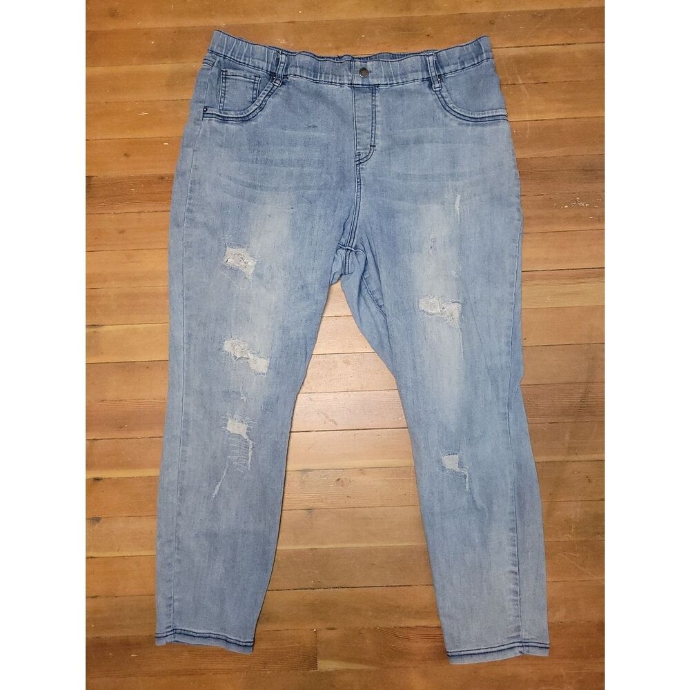 Light Blue Distressed Stretch Jegging Jeans